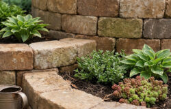 садові конструкції з архітектурного бетону, клумба триярусна, Bernstone, високі грядки з бетону, багаторівнева клумба, бернстоун, бетонні блоки